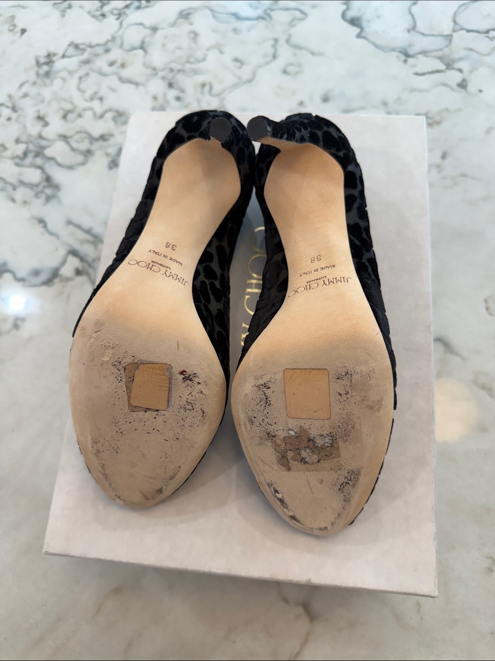 Jimmy Choo Black Leopard Bridget 100 Pumps - Picture 4 of 7